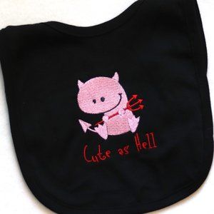 Cute As Hell Devil Goth Baby Bib